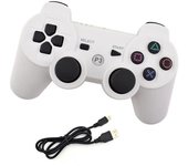 Mando Ps3 Dualshock Sin Cable Doble Vibración 6 Ejes(seis ejes) Para controlador PS3 (Blanco, Blanca)