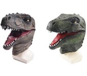 Novedad para adultos Disfraz de Halloween Máscara de dinosaurio Látex Raptor Cabeza de animal T-rex Jurásico marrón