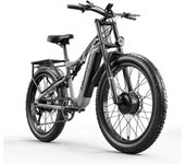Bicicleta eléctrica SHENGMILO S600 Softtail gris, batería de 17,5 Ah, autonomía de más de 80 millas, bicicleta eléctrica de montaña, motor dual de 2000 W, bicicleta eléctrica Fat de 26 pulgadas gris