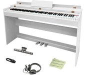 Piano electrónico Longeye de 88 teclas con mecanismo de acción Touch 3, a prueba de polvo, con tapa de madera, utiliza dos auriculares, terminal MIDI, sonido 380 DREAM, 15 W, potente versión japonesa blanco