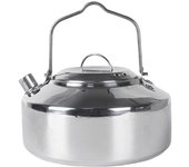 Hervidor de agua de acero inoxidable para exteriores, mango de bloqueo, olla colgante para acampar, cafetera portátil, cocina de Picnic, 1L plata