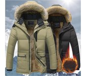Nueva moda de invierno para hombre, chaqueta con capucha de lana, además de chaqueta acolchada de lana cálida y resistente al frío para hombre M caqui