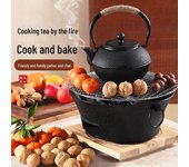 Juego de barbacoa y té de carbón de hierro fundido Courtyard: estufa portátil para exteriores Medium 23cm single oven + grill