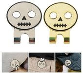 Clip para sombrero de golf con calavera redonda, soporte magnético para marcador de pelota de golf, sombreros de golfista, pantalones, bolsos, viseras, cinturones, clip de metal, accesorios de golf, regalo para entusiastas plata