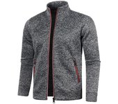 Hombres Otoño Invierno Abrigo Cuello Alto Manga Larga Protección Del Cuello Cremallera Color Sólido Grueso Elástico Casual Suave Hombres Sudadera Chaqueta M azul marino