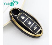 Funda de TPU con 3 botones para llave de coche, compatible con Nissan Leaf, Micra, Qashqai, J11, J10, X Trail, T32, Versa, Note y Patrol. negro