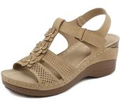 Sandalias de flores romanas Vintage para mujer, zapatillas antideslizantes cómodas con plataforma peep toe a la moda, suela suave para caminar en verano 36 negro