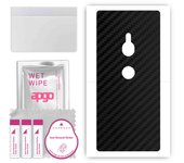 apgo Protective Skin Sticker for the back compatible with Sony Xperia XZ2, Wrap Film, Foil, Vinyl - Pattern Carbon Black