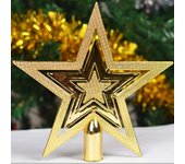 Decoración del hogar al aire libre Adornos de Feliz Navidad Decoración de estrellas con brillo para árbol 10 cm oro