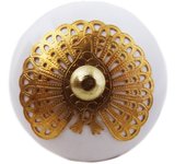 Les Trésors De Lily [A3115] - Pomo de cerámica 'Boho' oro blanco - 60x40 mm oro