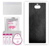 apgo Protective Skin Sticker for the back compatible with Sony Xperia 10 Plus, Wrap Film, Foil, Vinyl - Pattern Black Leather
