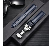 Correa de cuero Correas de reloj 18 mm 20 mm 22 mm 24 mm Correa de reloj con cierre de mariposa automático Pulseras con hebilla Correas 22mm negro y violeta