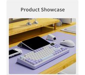 Ajazz Teclado mecánico para juegos con eje magnético AK870. Sensación de ambiente de oficina para juegos con teclas intercambiables en caliente y lleno de atractivo. Yellow switch blanco/púrpura