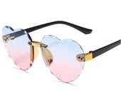 Gafas de sol con montura sin montura para niños, gafas de protección Uv400 de moda con lentes grises, rosas y rojas color rosa/azul