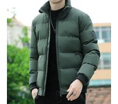 Chaqueta acolchada para hombre, ropa de calle informal con cuello levantado, abrigo cálido acolchado grueso de algodón, ropa de calle ligera para hombre S negro