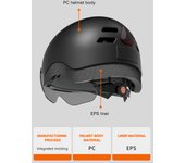 Cascos de bicicleta inteligentes con cámara HD 1080P Aplicación Wify para adultos V6S negro