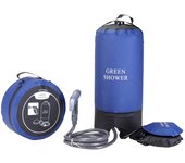 Ducha a presión de PVC con bomba de pie, bolsa de agua inflable ligera para ducha a presión para exteriores azul
