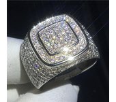 Anillo de lujo masculino de hip hop Color plata pavé Aaaaa Cz piedra declaración anillos de boda para hombres joyería de fiesta de Rock 8