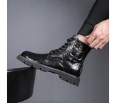 Botas altas de cuero genuino para hombre, estilo británico, otoño/invierno, 7010 - Botas de trabajo de media caña modernas para exteriores 41