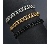 Pulseras de acero inoxidable de alta calidad para hombres, pulseras de cadena de eslabones cubanos Punk de Color blanco en la mano, regalos de joyería Width 3mm plata