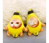 Llavero de peluche suave, muñeco de peluche de gato plátano con voz humorística, expresión de cara divertida, colgante de felpa de dibujos animados, muñeca creativa, juguete de peluche, regalo creativo B