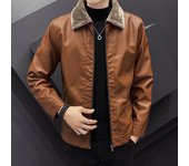 Ropa de cuero Solapas para hombres jóvenes con chaquetas de cuero gruesas y de felpa para el calor del invierno Cuello de piel Ropa de motocicleta Tendencia 4XL