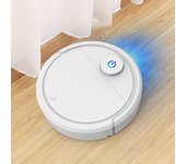 Robot aspirador inteligente con botón, tecnología negra, para el hogar, fregado, aspiradora, máquina todo en uno blanco