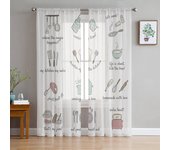 Utensilios de cocina, estante, cortinas transparentes para sala de estar, decoración de dormitorio, gasa transparente, cortina de ventana de cocina 1 PCS W100XH250cm