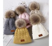Gorro de bebé con pompón bonito, gorro de bebé, gorro de punto cálido para otoño e invierno, gorros para niñas, gorros elásticos con bolas de pelo sólidas para niños