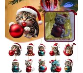 Colgante de gatito bonito de Navidad, árbol de Navidad, adorno colgante de gato, regalo de Año Nuevo 2024, decoración de Navidad para decoración del hogar