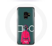 Funda para Samsung S9 plus El Juego del Calamar Soldado Rojo con Máscara Círculo Fondo Verde