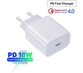 Para cargador Apple 18W PD 3,0 cargador QC 4,0 3,0 USB tipo C carga rápida 4,0 para iPhone 11 12 Xs X 8 ipad carga rápida tipo C EU blanco