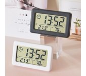 Reloj despertador electrónico de estilo nórdico, reloj de mesa portátil con temperatura y humedad, relojes LED digitales montados en la pared 12/24H blanco