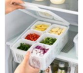 Caja para el frigorífico con 4/6 compartimentos, caja para almacenar alimentos, verduras y frutas, organizador para frigorífico, contenedor de almacenamiento de cocina