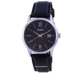 Reloj Casio MTP-V002L-1B3 MTPV002L-1 de cuarzo analógico de acero inoxidable con esfera negra para hombre negro