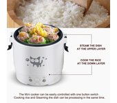 Mini olla arrocera para coche o casa, 1 l, multifunción, 220 V, para casa, camión o 12 V, para coche, máquina de cocina eléctrica para coche.