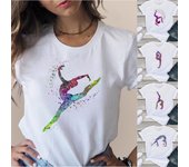 Camiseta de bailarina de gimnasta, camiseta estampada de moda de gimnasia artística para mujer, ropa para padres e hijos, camiseta extragrande. S
