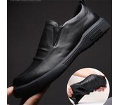 Zapatos de cuero para hombre, zapatos de negocios de otoño, zapatos casuales con cordones y suela blanda para hombre, mocasines negros, zapatillas antideslizantes, zapatos de vestir para hombre 42