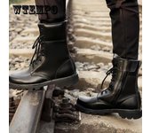 Botas de combate Botas militares para hombres Otoño e invierno Zapatos de seguridad de caña alta Zapatos militares Botas para hombres 46 negro