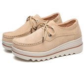 Zapatos de mujer de estilo británico, zapatos deportivos de cuero con cordones, zapatos casuales de mujer con suela gruesa y aumento para mujer 35 rojo
