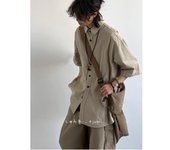 Camisa de manga corta estilo retro de Hong Kong para hombre, ropa de trabajo holgada japonesa de verano, chaqueta informal con mangas cinco cuartos M caqui