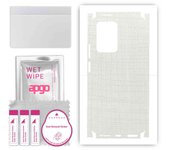 apgo Protective Skin Sticker for the back+sides compatible with Xiaomi 11T, Full Wrap Film, Foil, Vinyl - Pattern White Fabric
