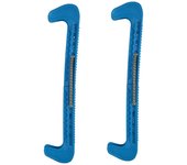 1 par de protectores de cuchillas de patines de hielo de plástico con resorte ajustable (azul) verde