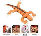 Juguete de peluche para gatos con sonido chirriante y forma de cocodrilo, juguetes interactivos para mascotas con hierba gatera, resistente a las mordeduras, para limpiar los dientes y moler, juguete suave para mascotas naranja
