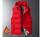 Cárdigan holgado y grueso de invierno para hombre, de talla grande, con capucha y sección corta, chaleco acolchado, chaqueta cálida, de color liso, para ocio, sin mangas 10XL