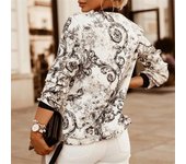 Chaqueta corta de moda para mujer, chaqueta bomber con estampado floral, ropa informal ajustada con cremallera S verde