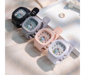 Reloj con patrón de elefante para niños, esfera cuadrada, reloj para estudiantes, correa ajustable, reloj de pulsera con movimiento de cuarzo, regalo de cumpleaños verde claro