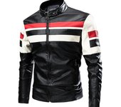 Chaqueta de cuero para hombre nueva chaqueta de cuero de motocicleta con costuras de otoño e invierno, chaqueta de cuero de gran tamaño, ropa para hombres gordos M