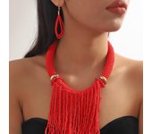 Conjunto de joyas de moda para mujer rojo