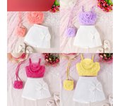 Conjunto de Moda para Niñas Verano Niños Top Halter de Flores + Pantalones Cortos Irregulares + Set de Bolso 7Y rojo rosa